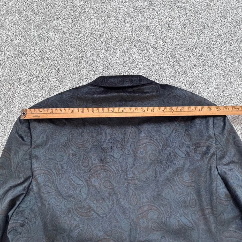 Bar III Black Green Paisley Velvet Slim Fit Tuxedo Jacket 44L Formal